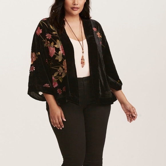 torrid Sweaters - Torrid Burnout Velvet Cropped Kimono